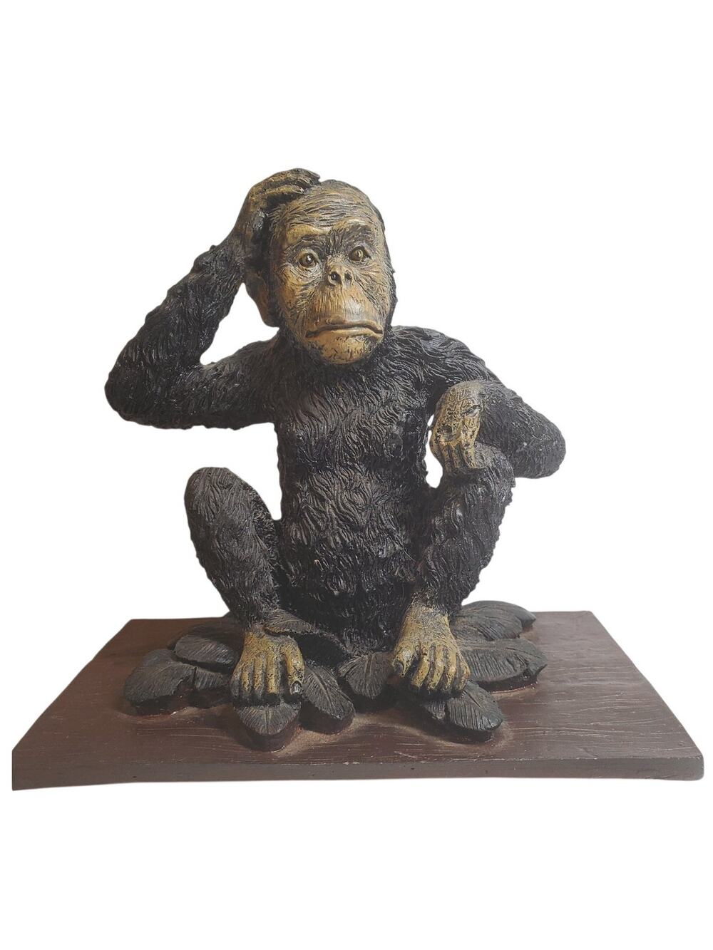 Wood Chimp Figurine - 7"
